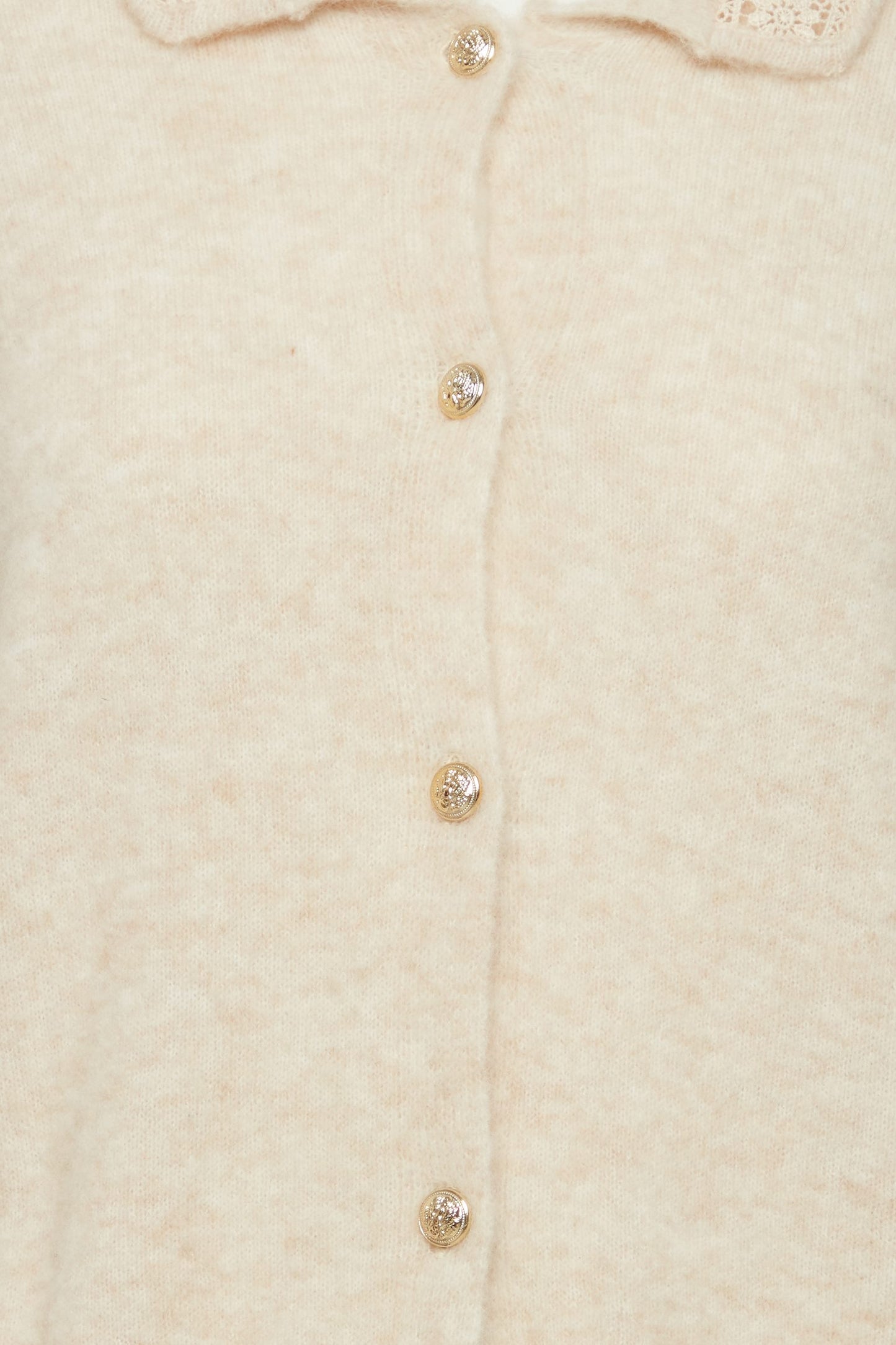 Alpaca balloon sleeve cardigan with lace collar