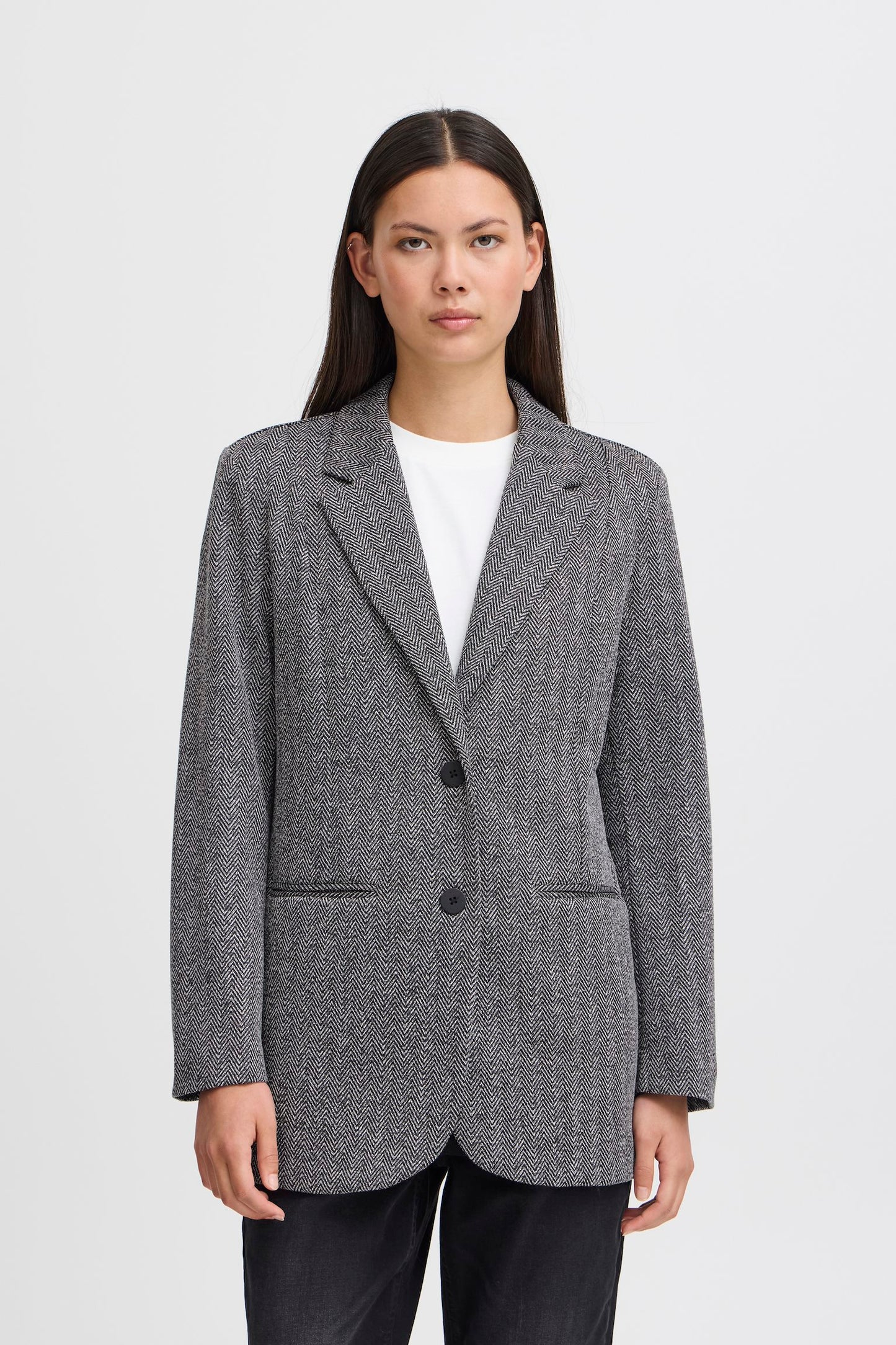 IHKATE BLAZER Black/White Herringbone