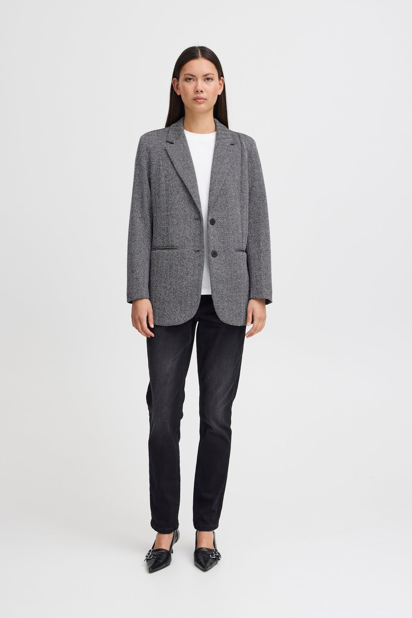 IHKATE BLAZER Black/White Herringbone