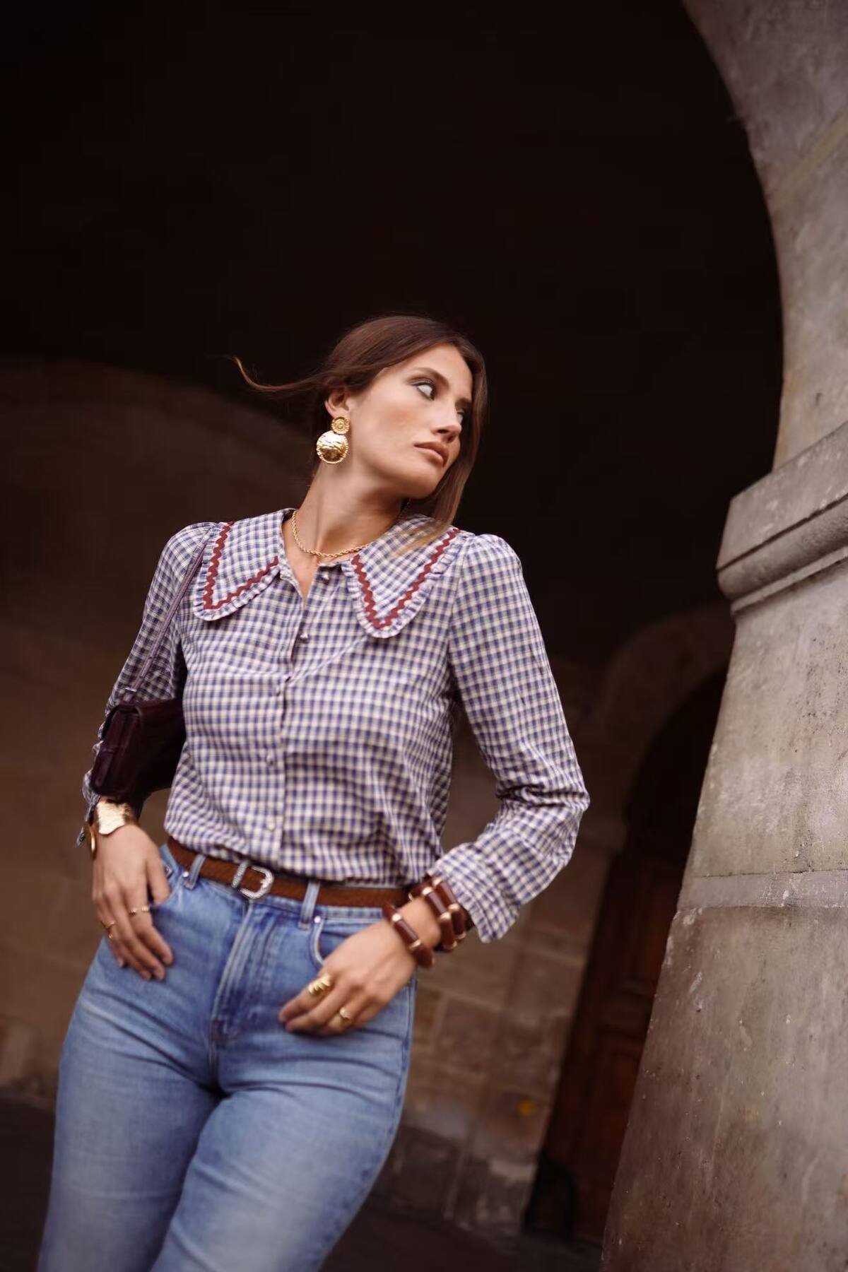 Faye peter pen gingham blue blouse