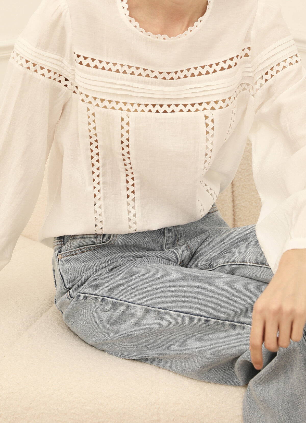 Danielle lace embroirded white blouse