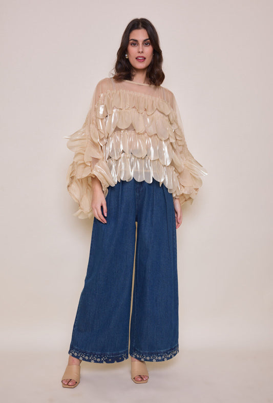 Jessie organza feather blouse
