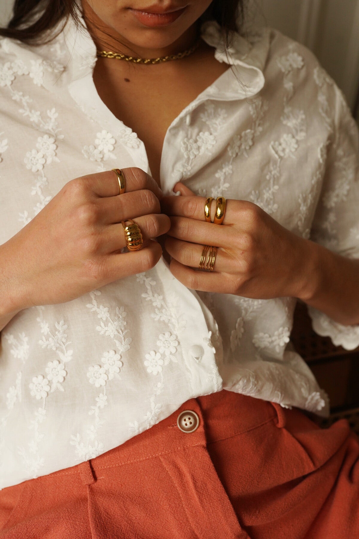 Florence floral embossed embroidered blouse