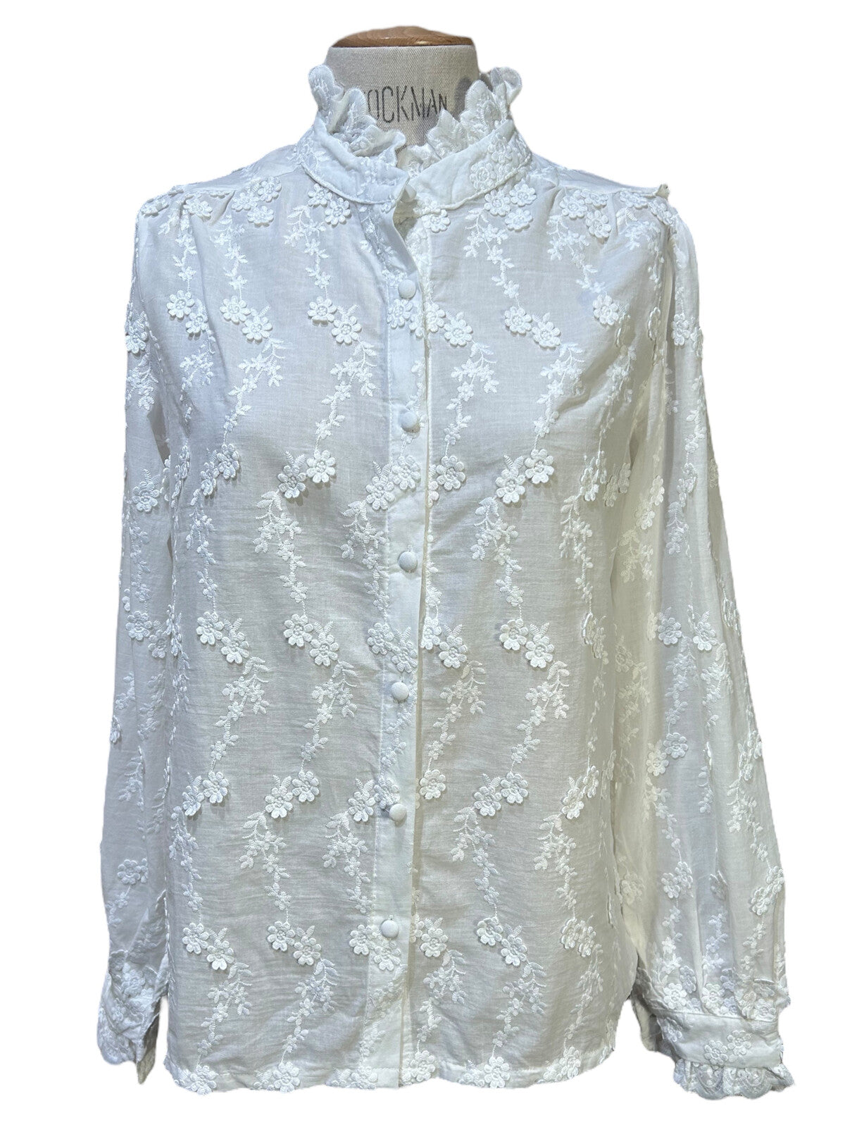 Florence floral embossed embroidered blouse