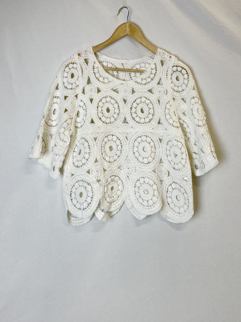 Thalia crochet cotton lace top