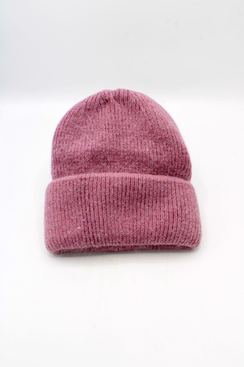 Dark pink fluffy beanie hat