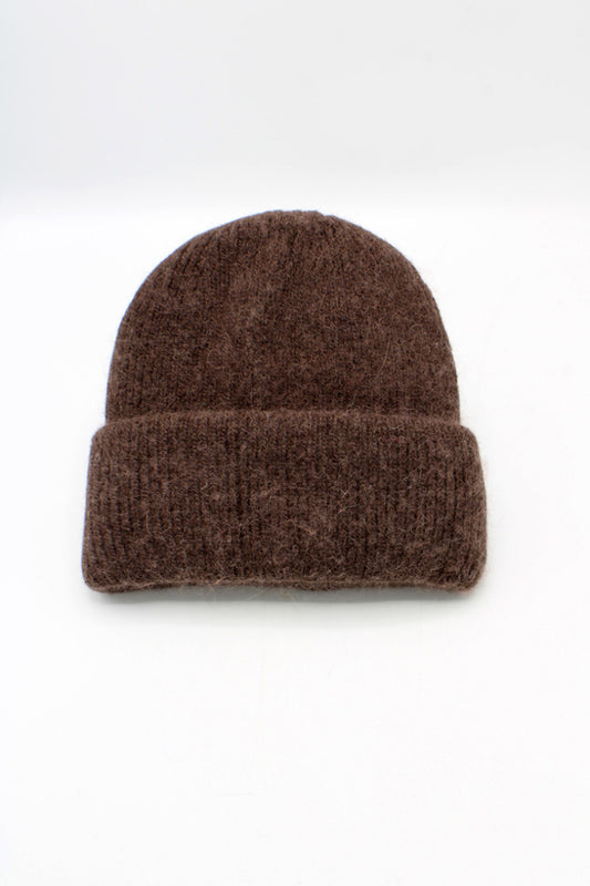 Chocolate brown fluffy beanie hat
