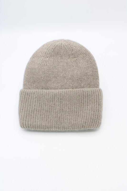 Taupe fluffy beanie hat