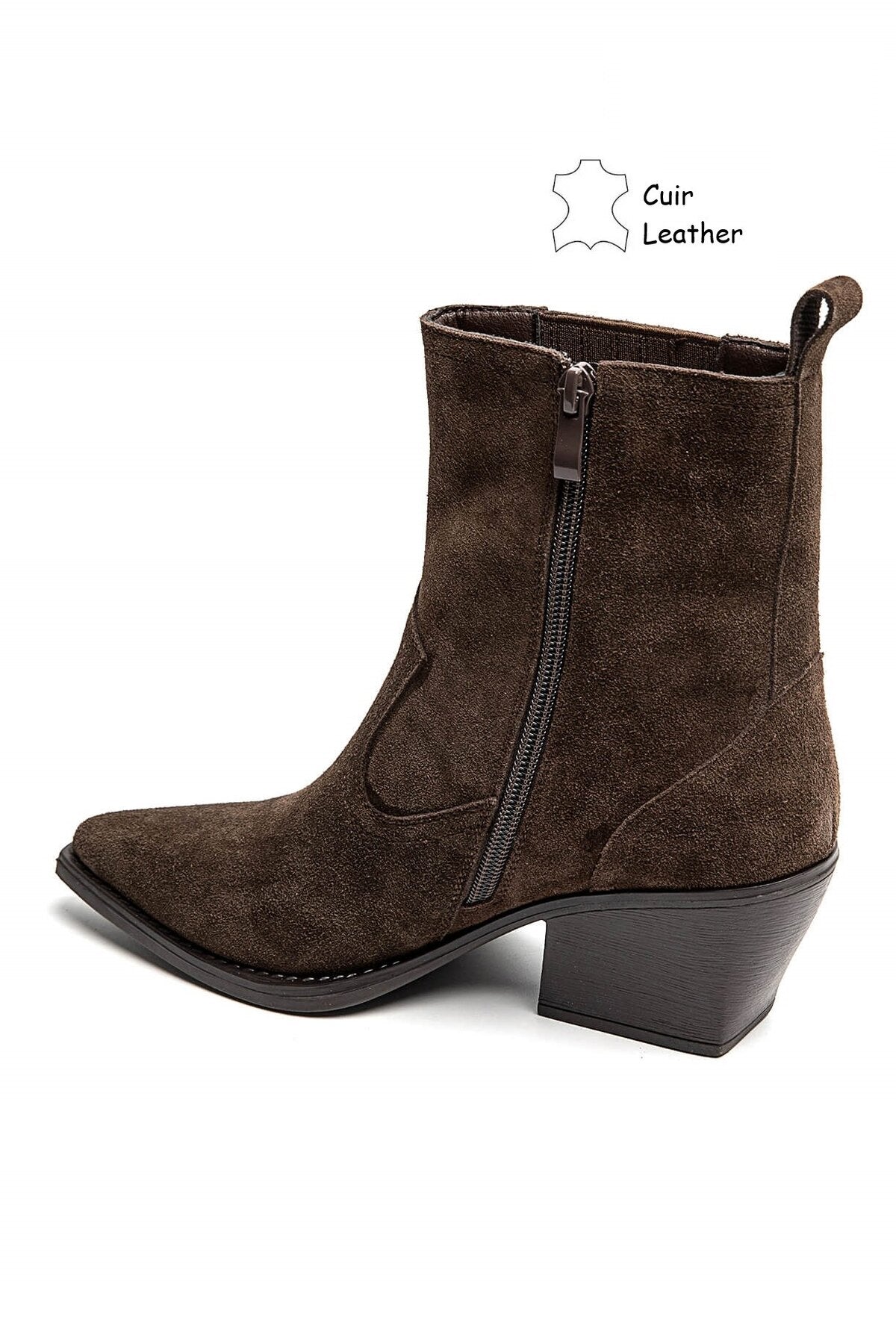 100% Leather chocolate brown suede ankle boots