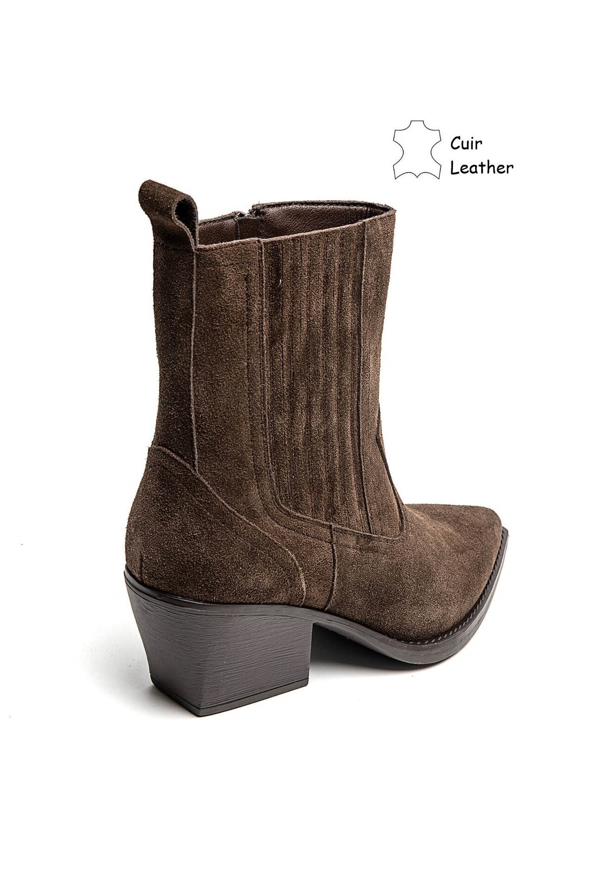 100% Leather chocolate brown suede ankle boots