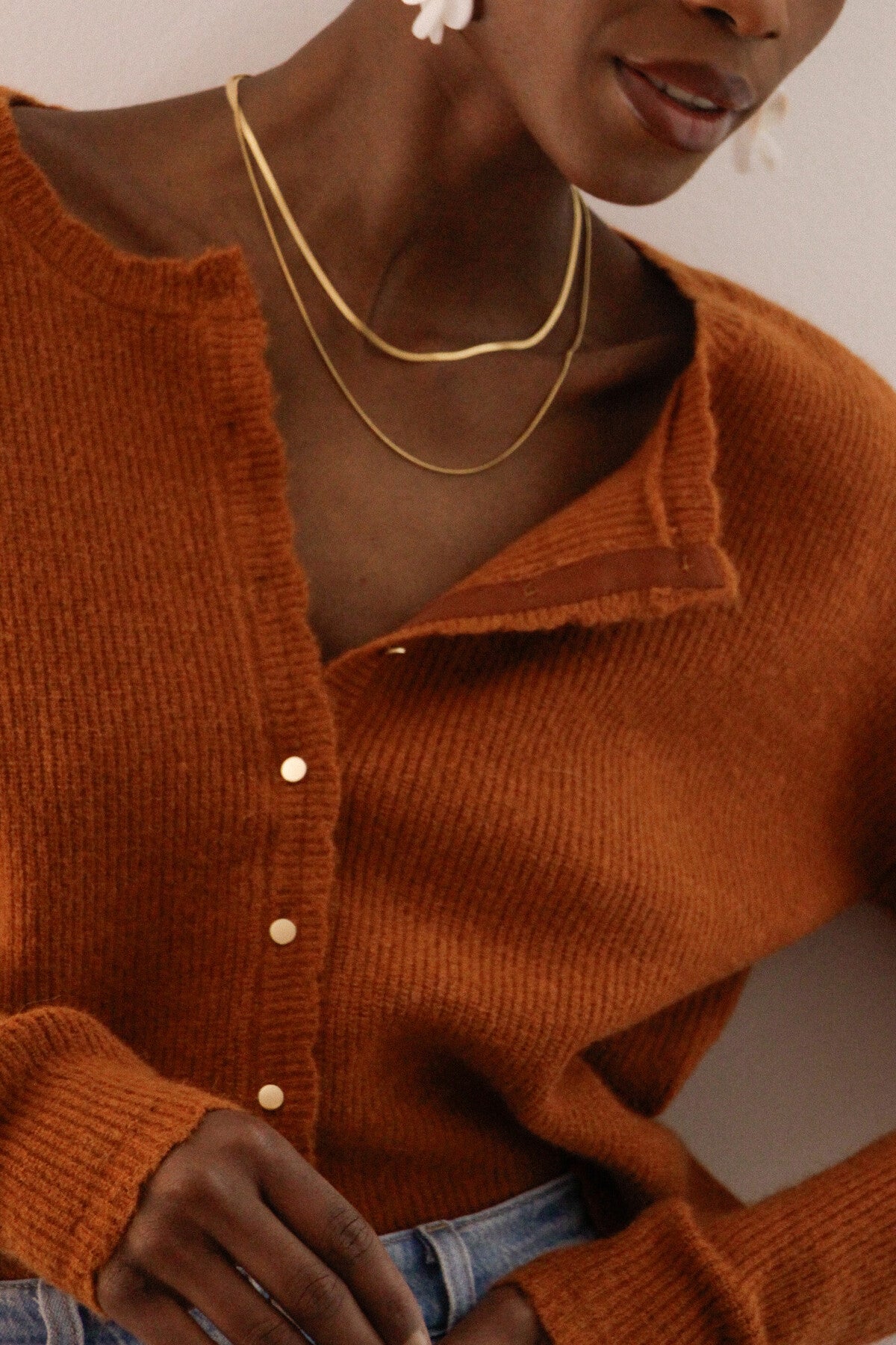 Maggie burnt orange reversible alpaca cardigan