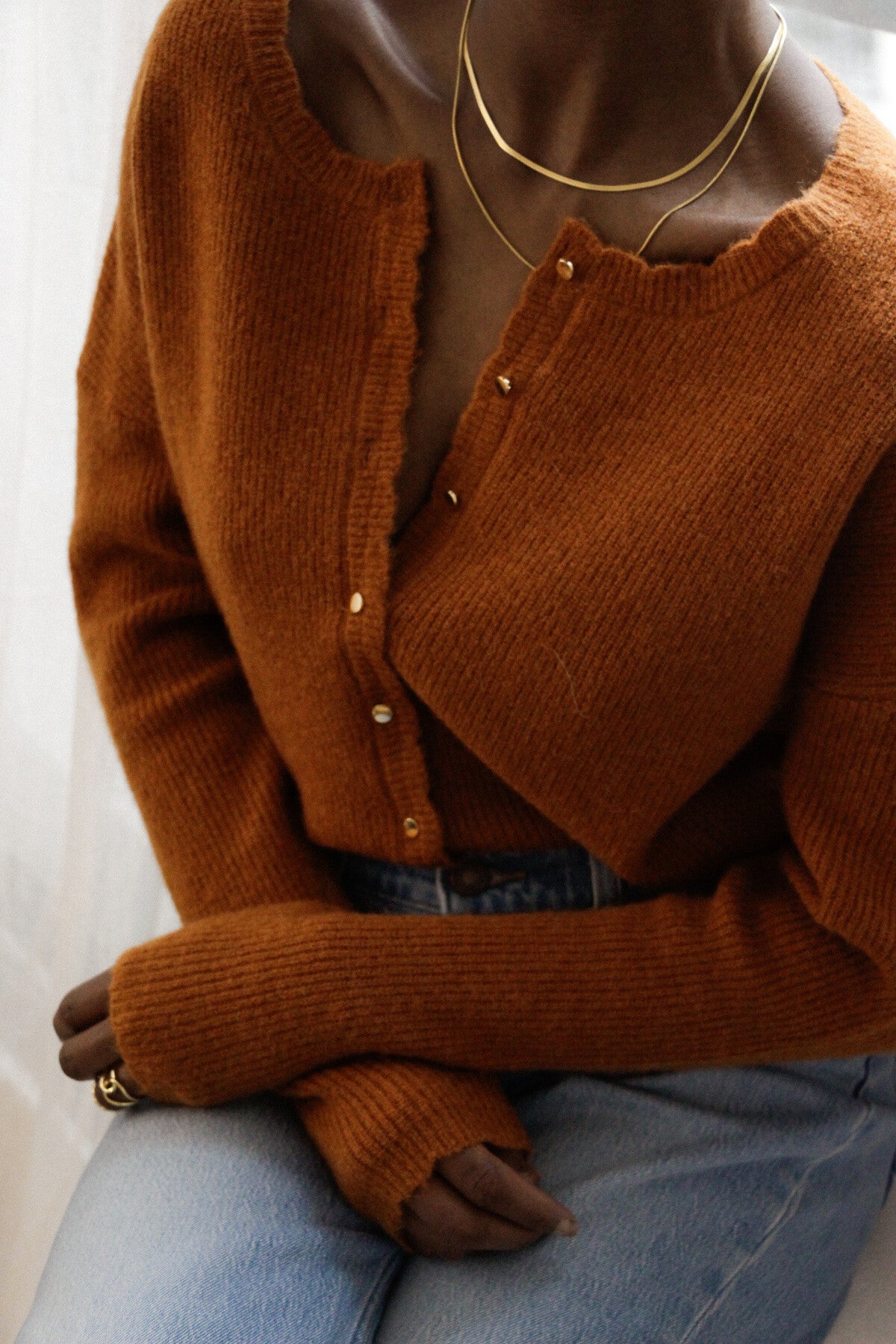 Maggie burnt orange reversible alpaca cardigan