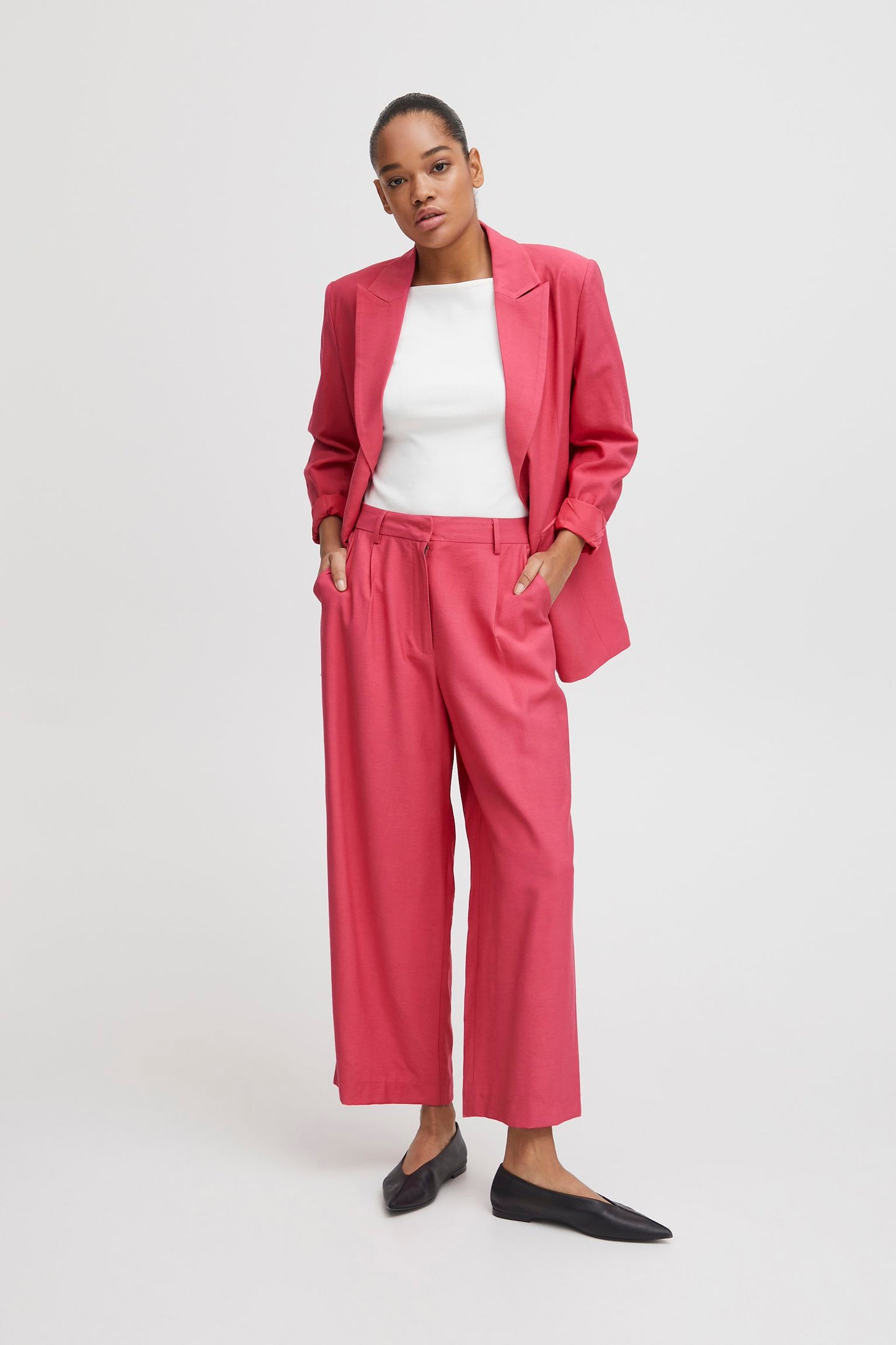 Carmine Hot Pink Wide Leg Trousers