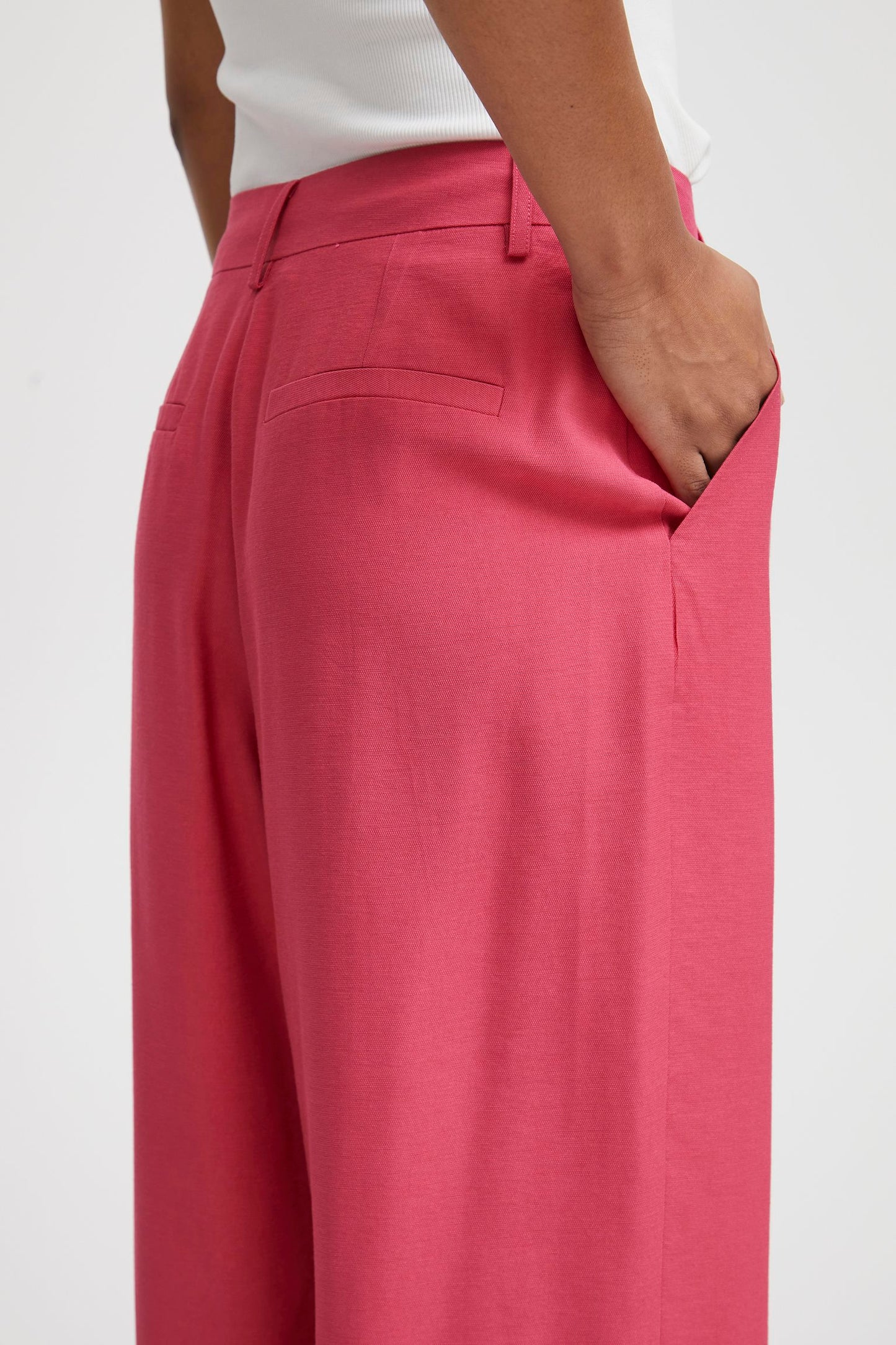 Carmine Hot Pink Wide Leg Trousers