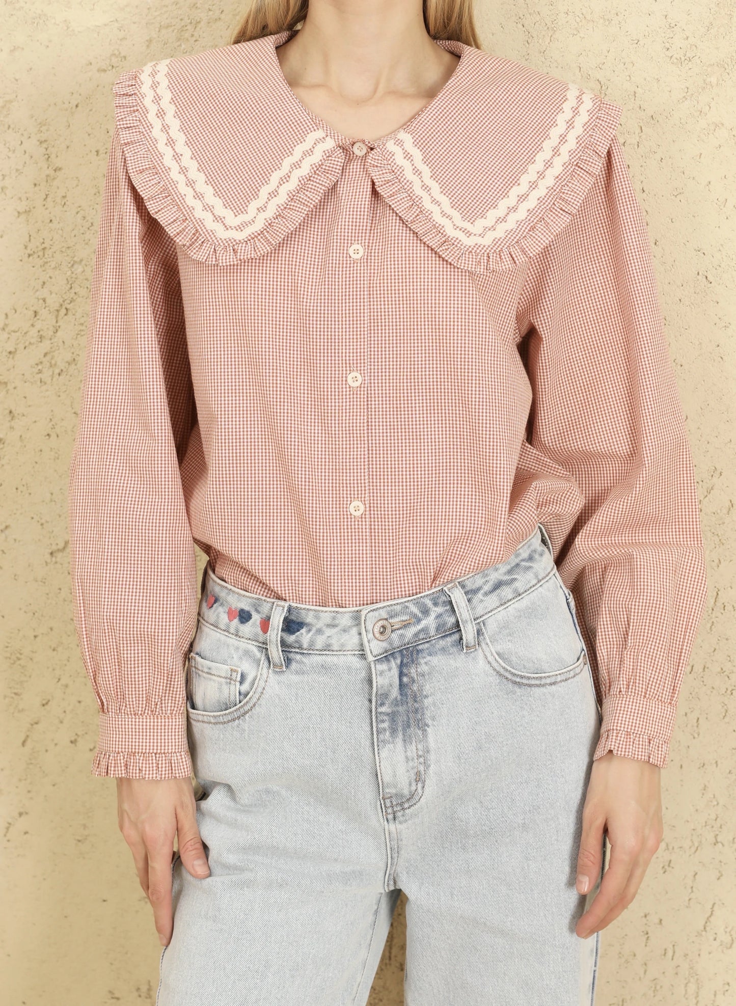 Frances peter pan gingham cotton blouse