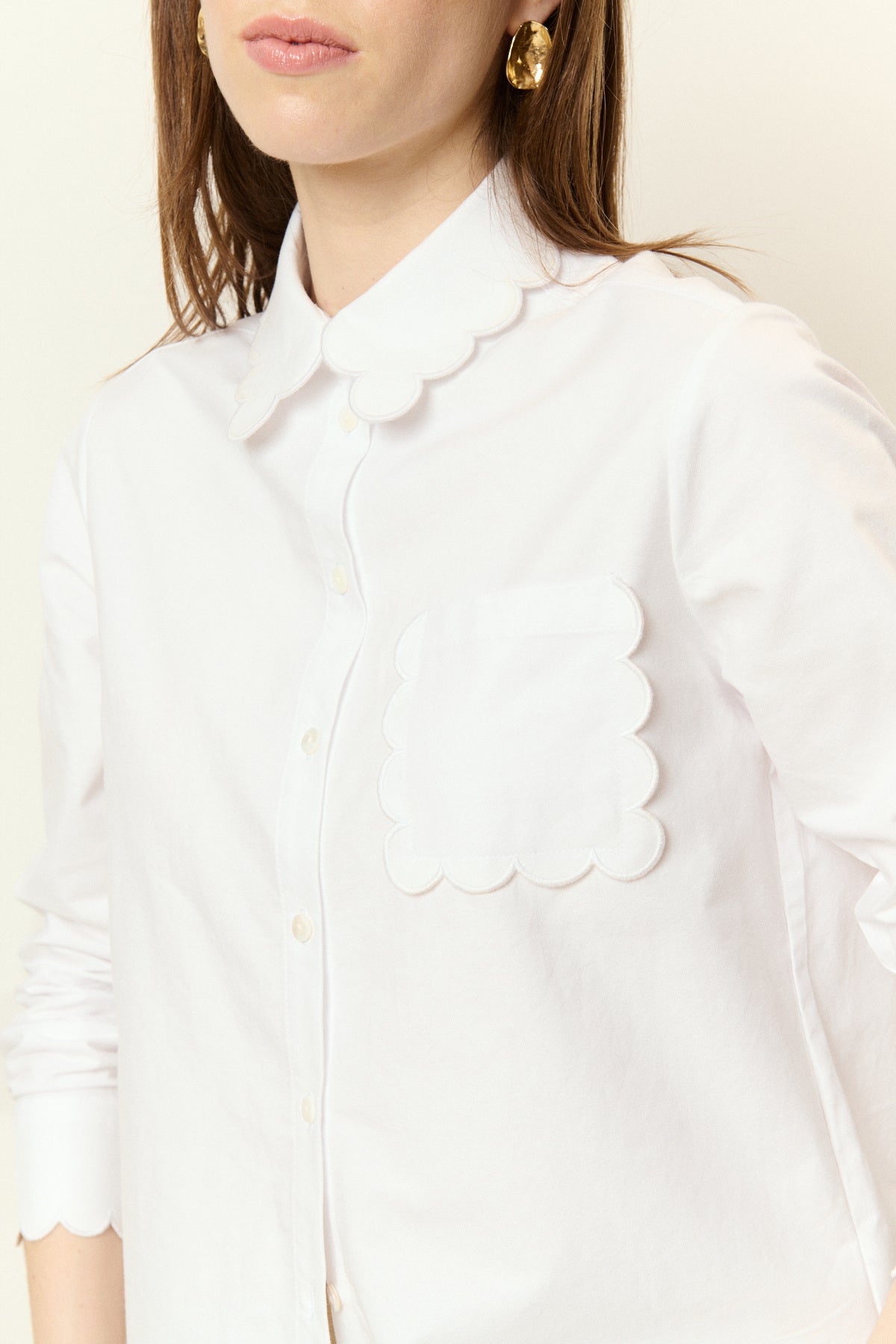 Lauren white cotton scalloped shirt