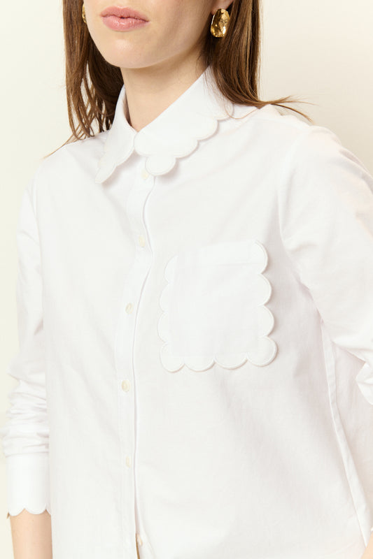 Lauren white cotton scalloped shirt