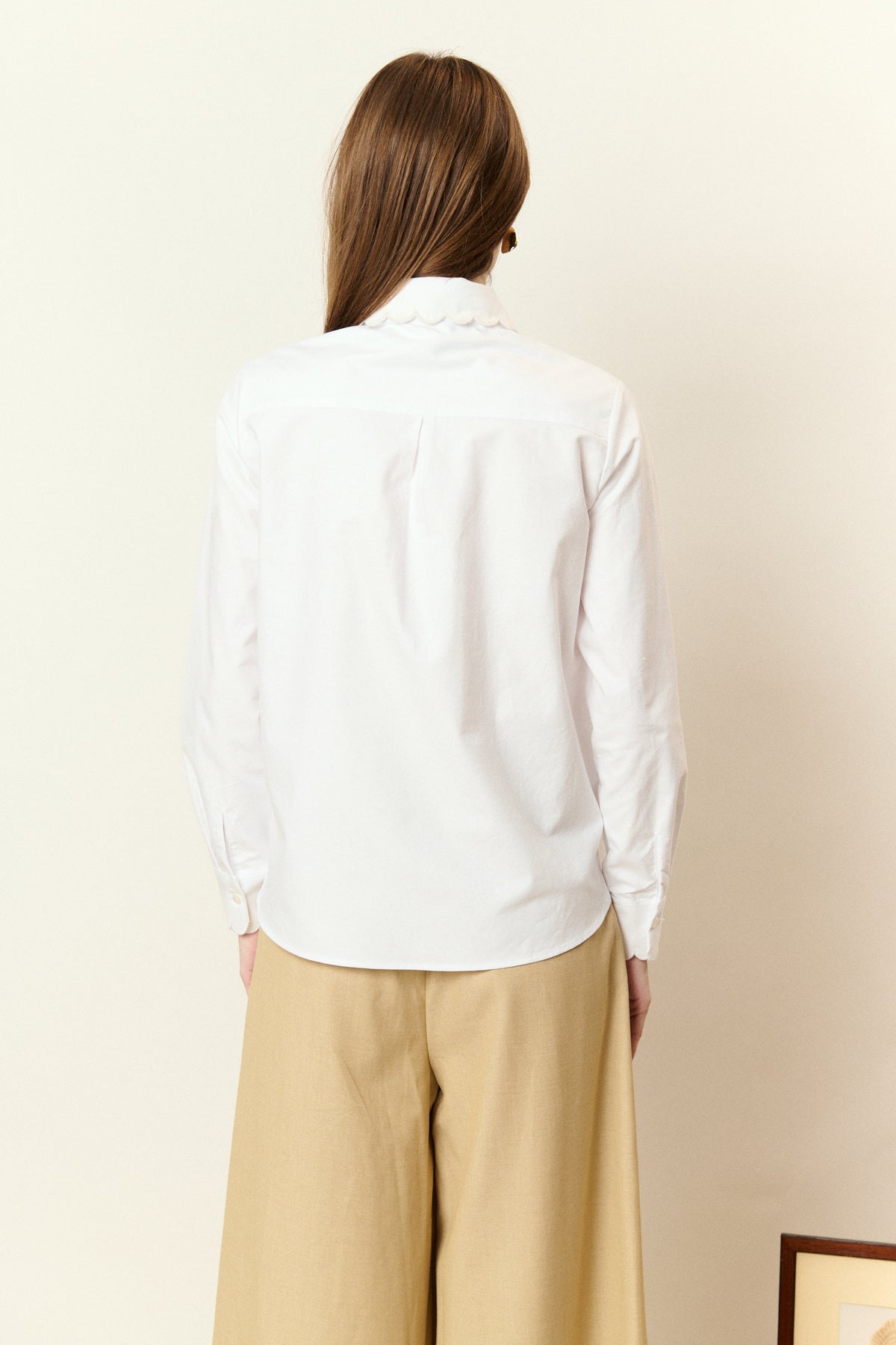 Lauren white cotton scalloped shirt