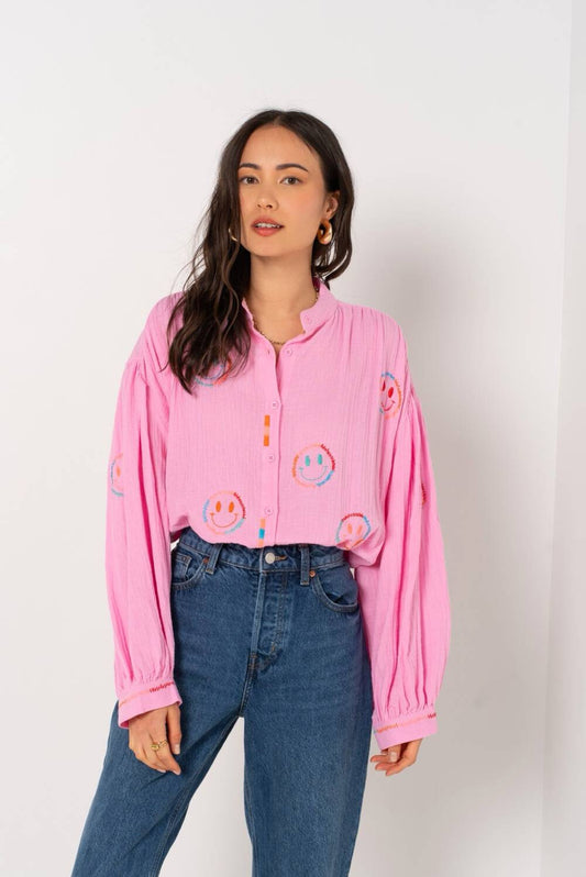 You make me smile organic cotton blouse