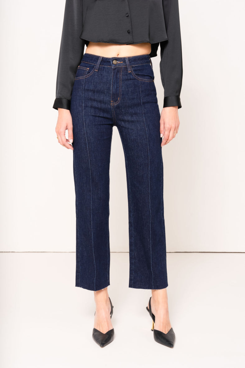 Dark blue straight leg jeans