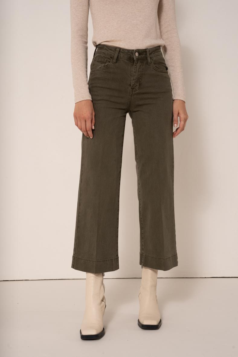 Wide leg khaki jeans