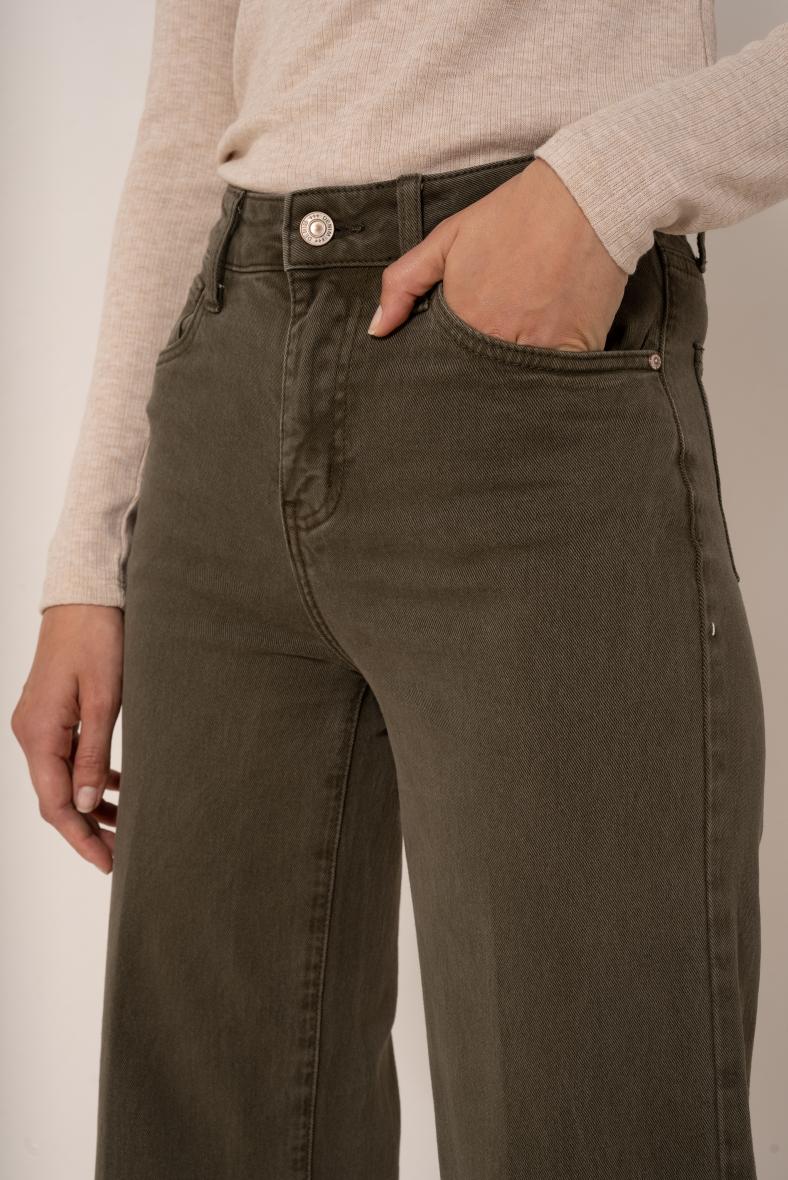 Wide leg khaki jeans