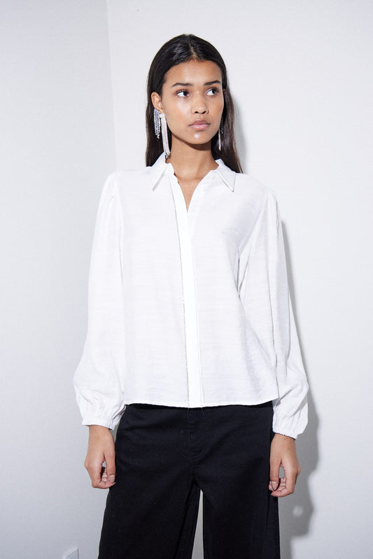 IHRHINES Blouse white with rhinestones