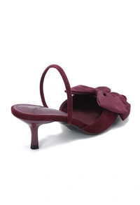 Burgundy velvet mid heel with bow