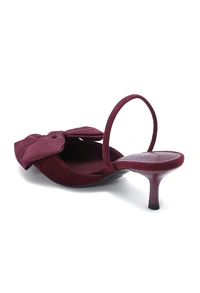 Burgundy velvet mid heel with bow