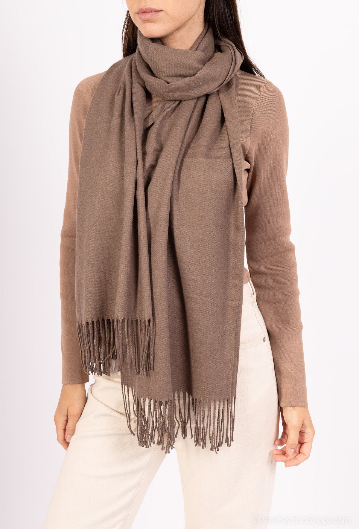 Chocolate brown large cashmere scarf