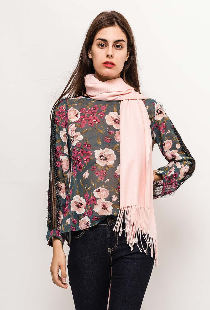 Soft pink large cashmere scarf