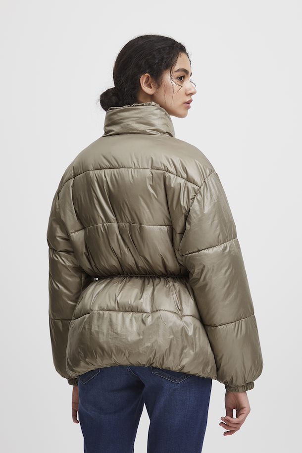 Bronze puffer jacket with drawstring