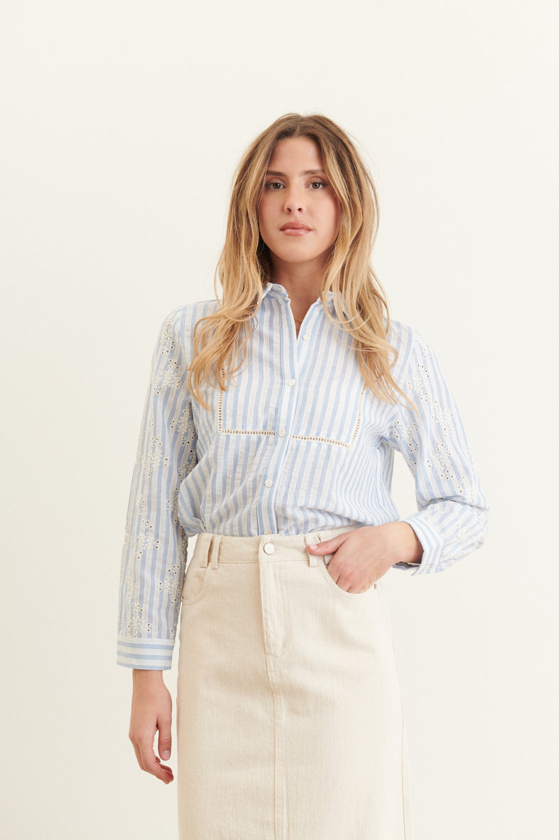 Cannes striped blue blouse