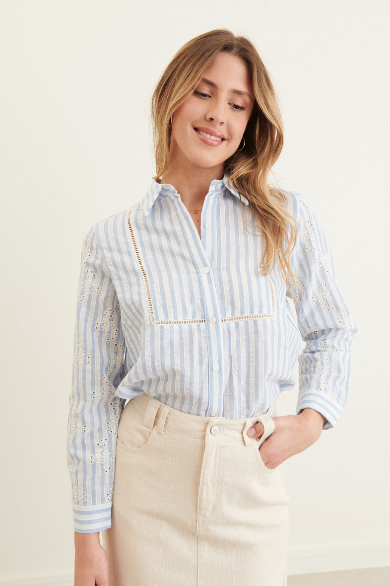 Cannes striped blue blouse