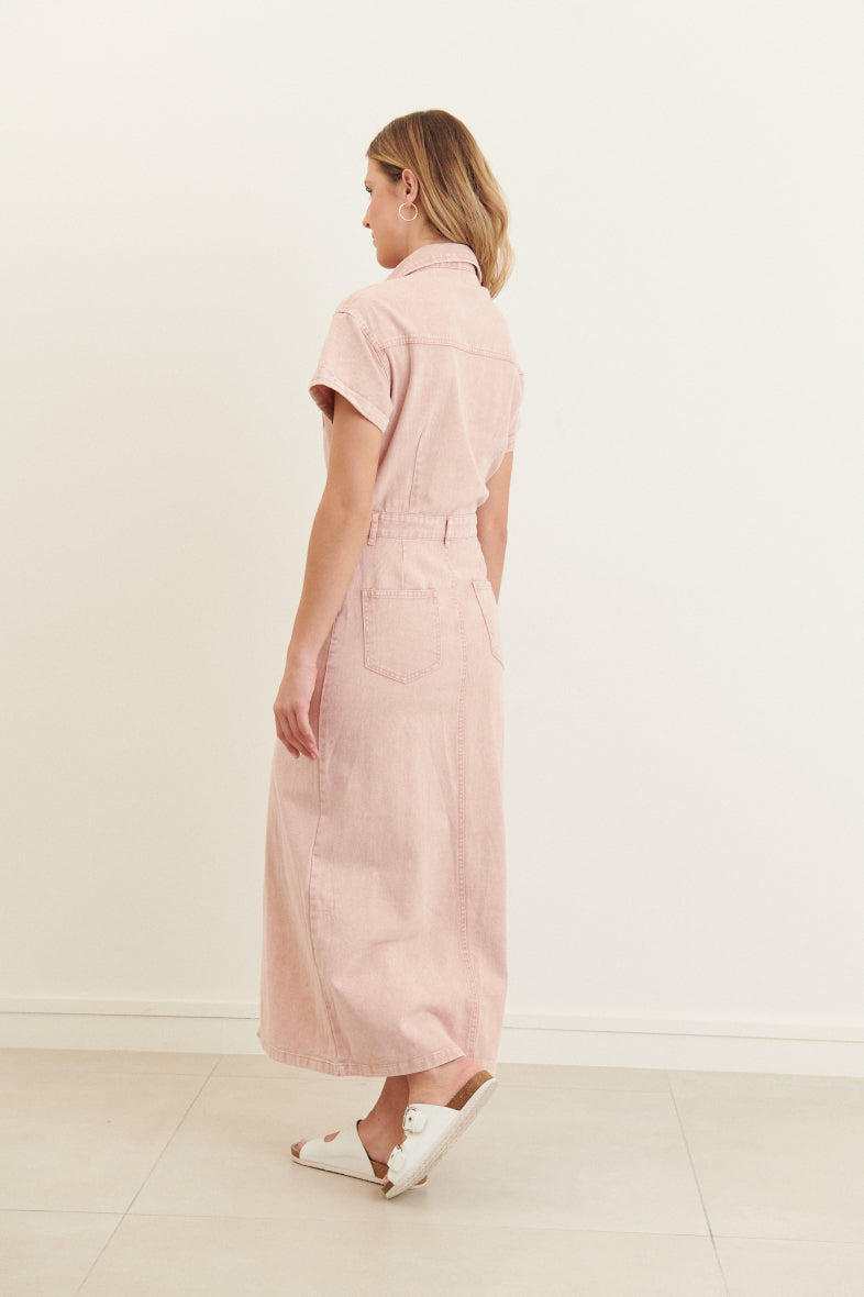 Erika washed pink denim dress