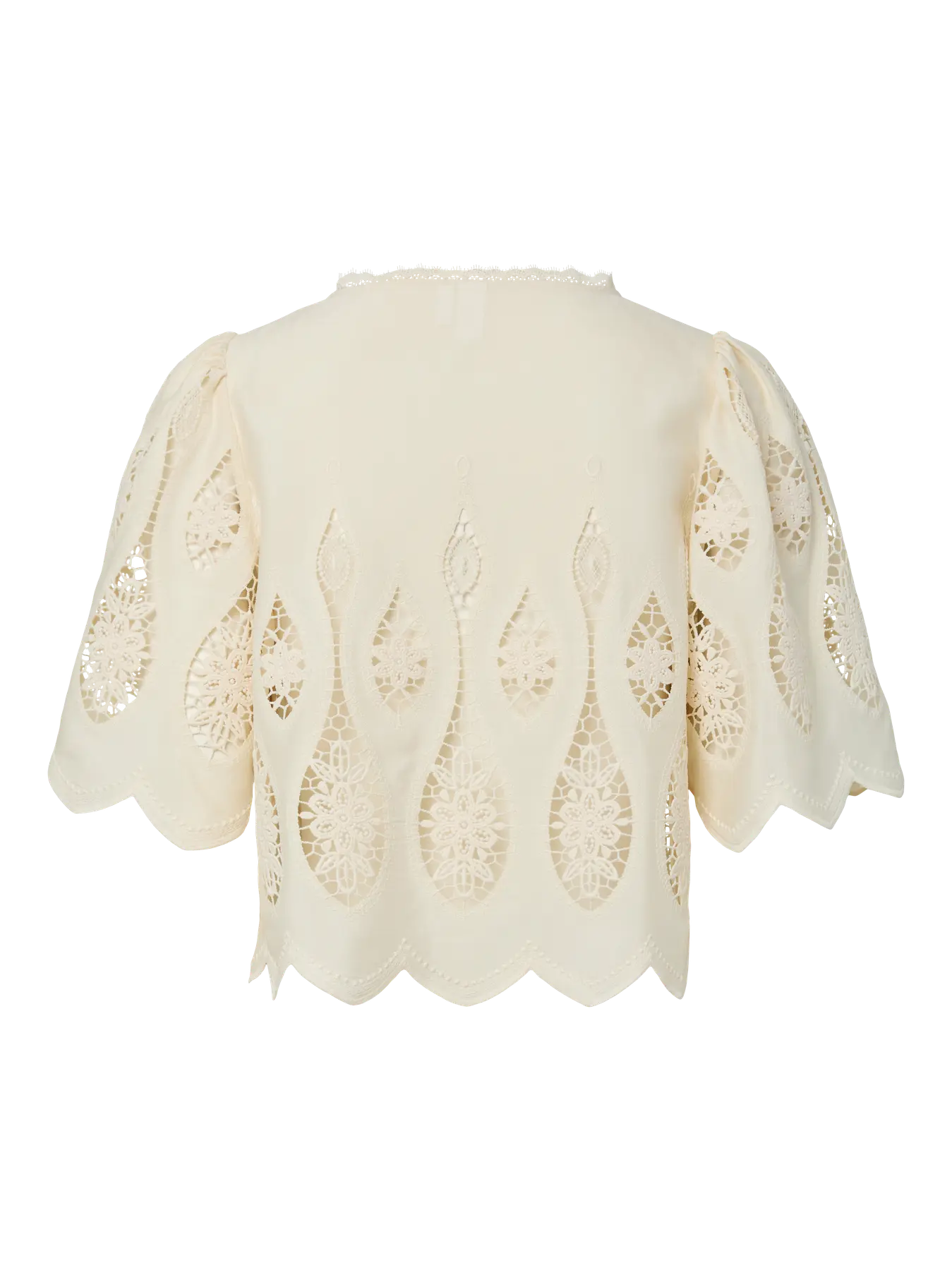 YASBESINA boho beige lace tie blouse
