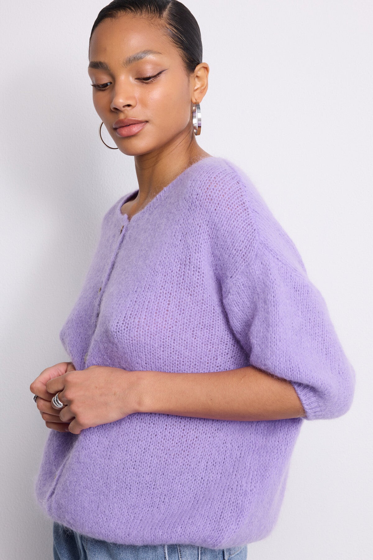 Aoife lilac mohair cardigan