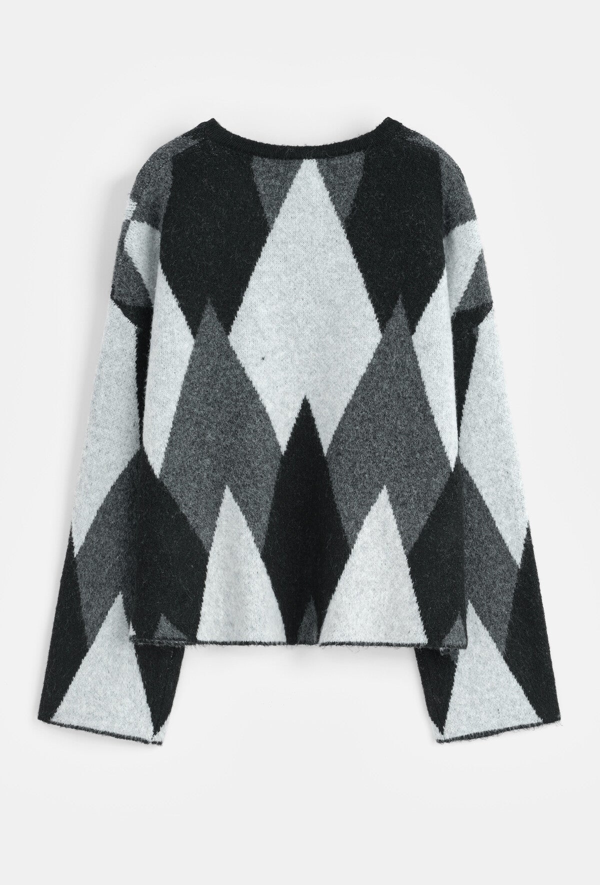 Ruby check print grey argyle jumper with gold buttons