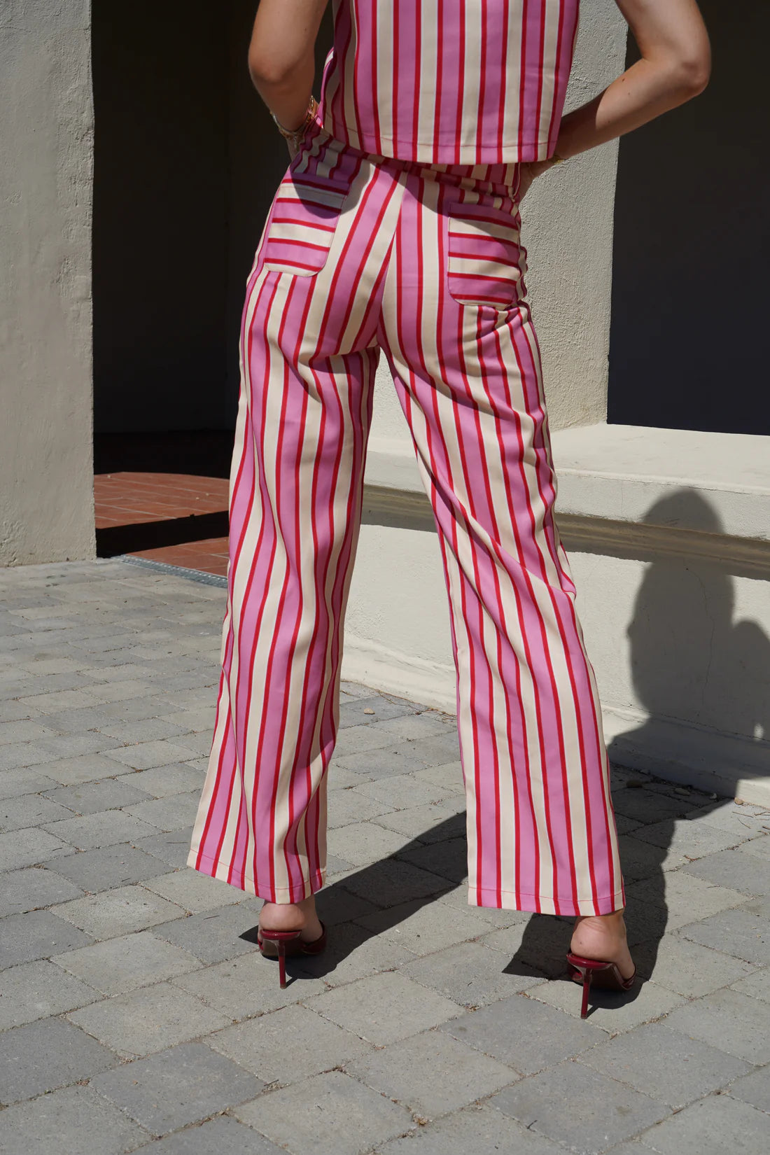 Chloe pink & yellow striped Cotton pants