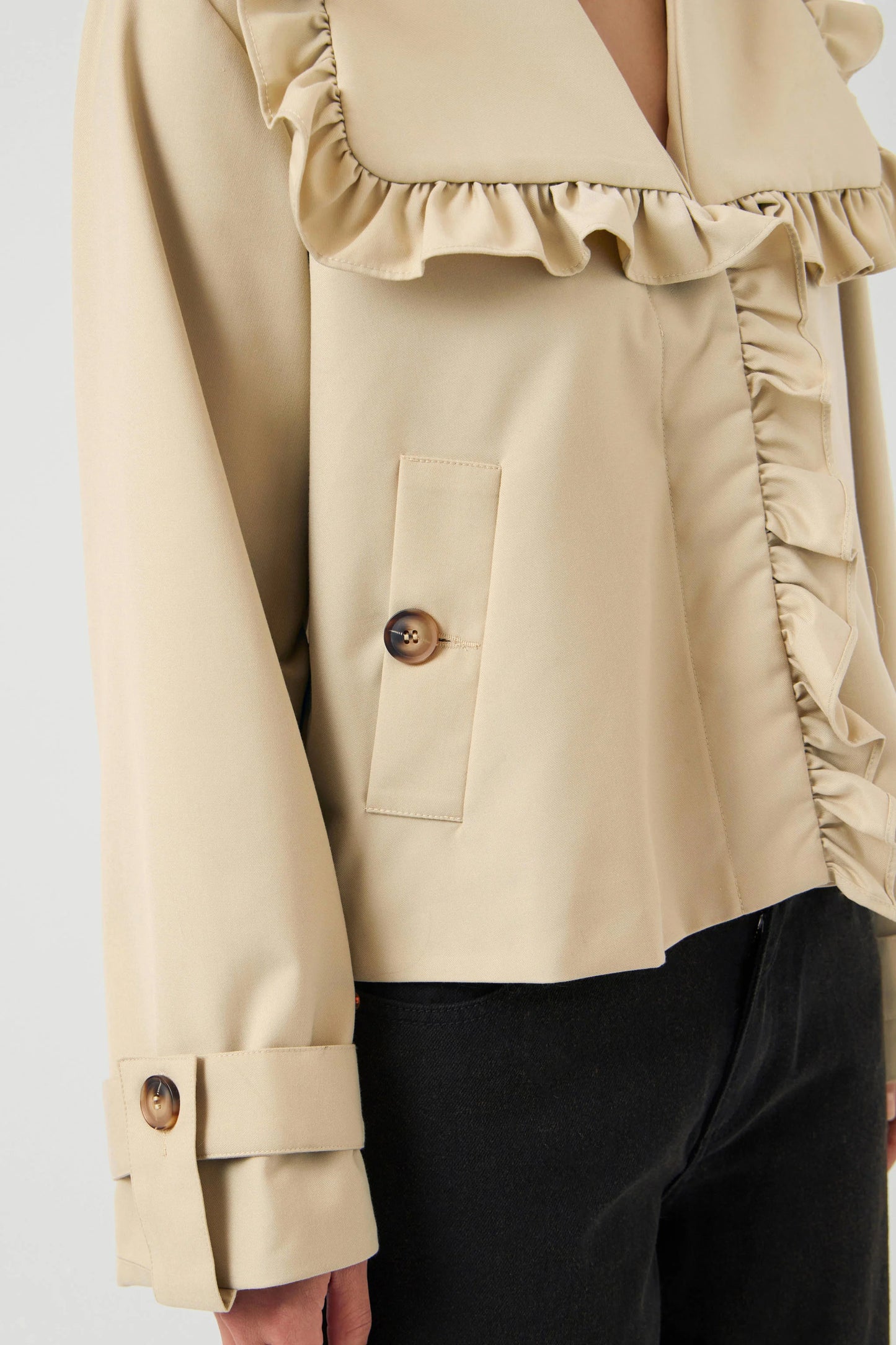 Y.A.S short frill trenchcoat beige
