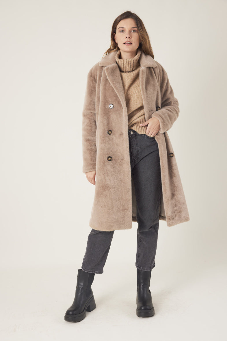 Jean mink brown faux fur coat