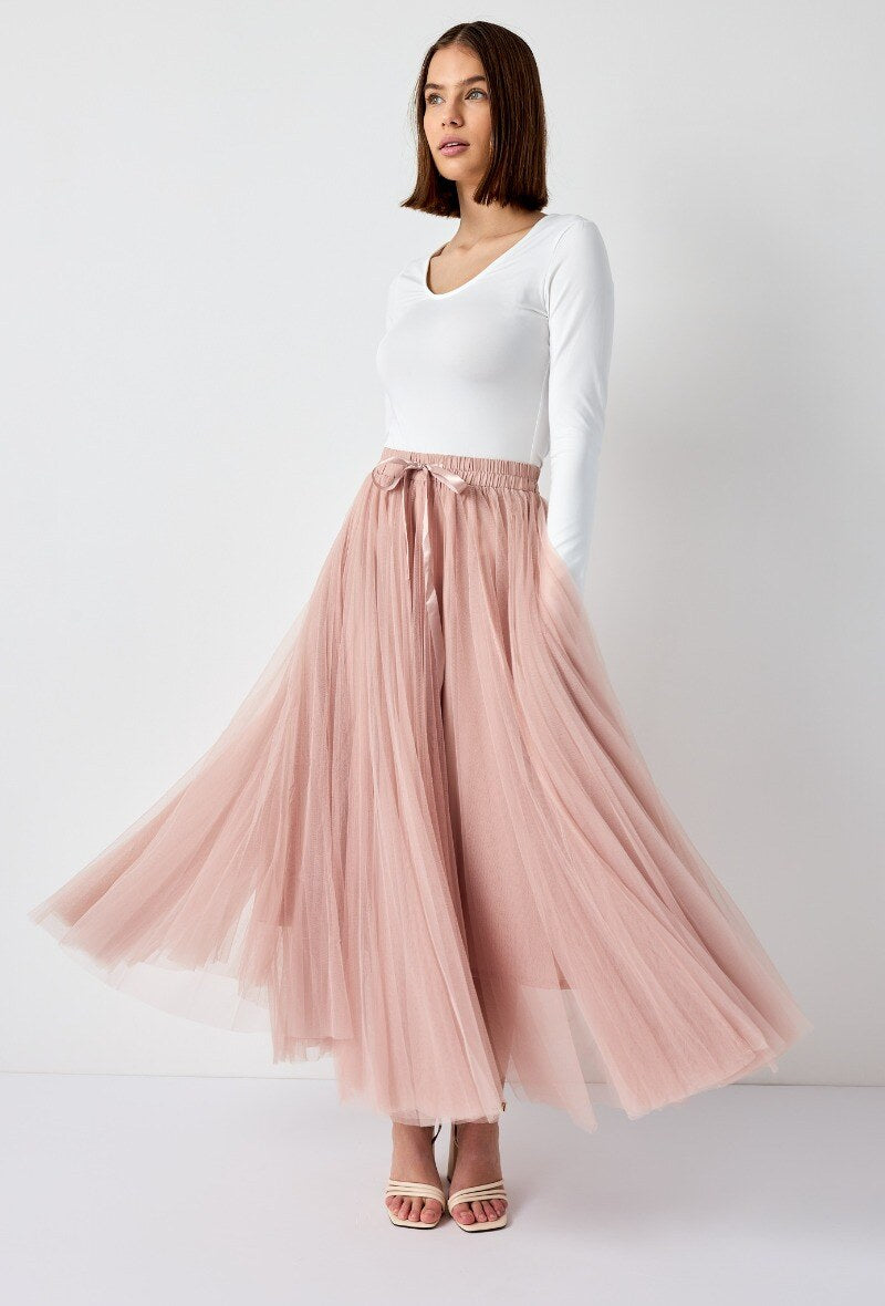 Eve dusty pink tulle full skirt