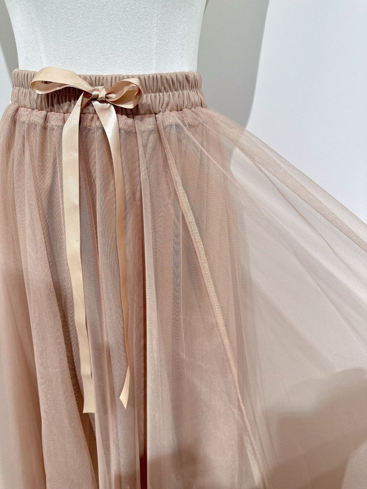 Leah light beige tulle skirt