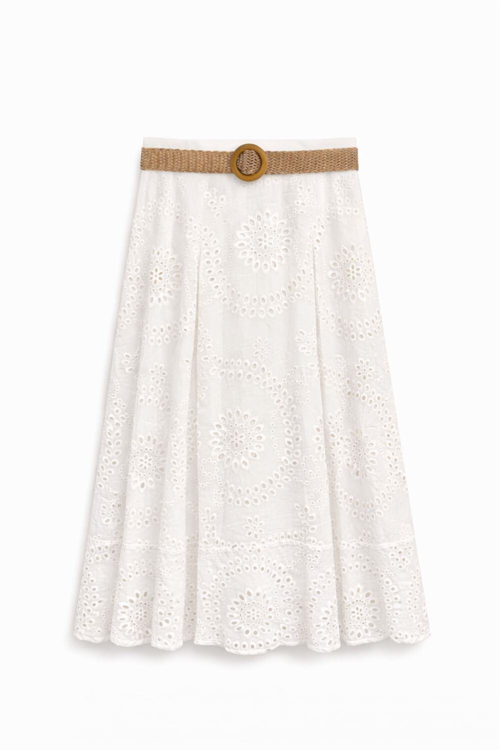 Cara white lace skirt with belt