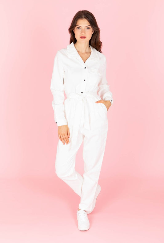 Cotton jumpsuit with frill details