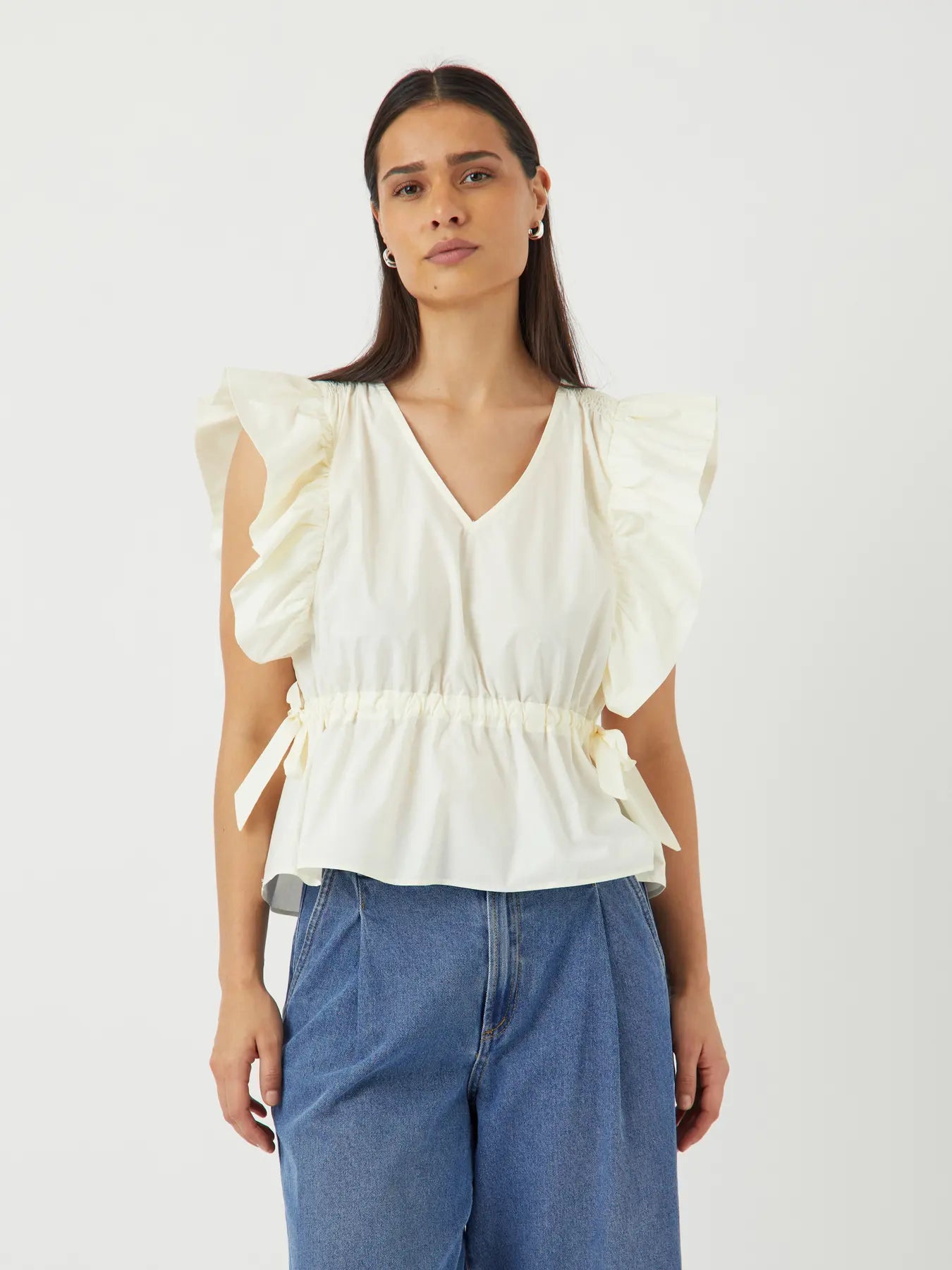 YAS star white peplum top