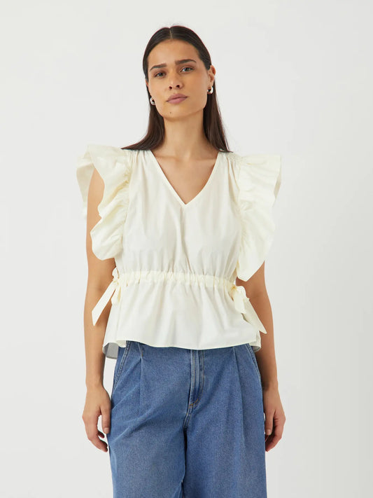 YAS star white peplum top