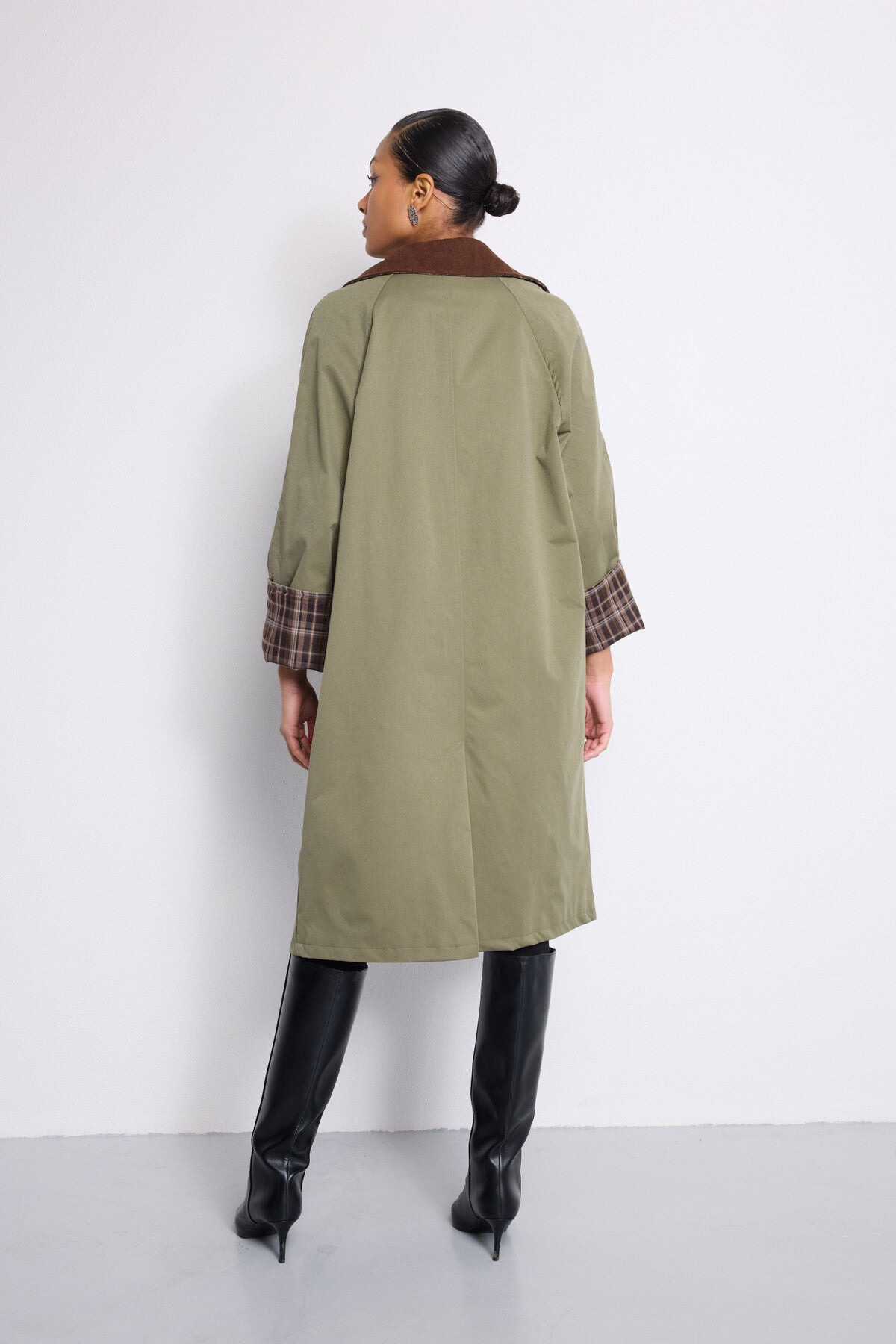 Sadie barn cord collar khaki trench coat