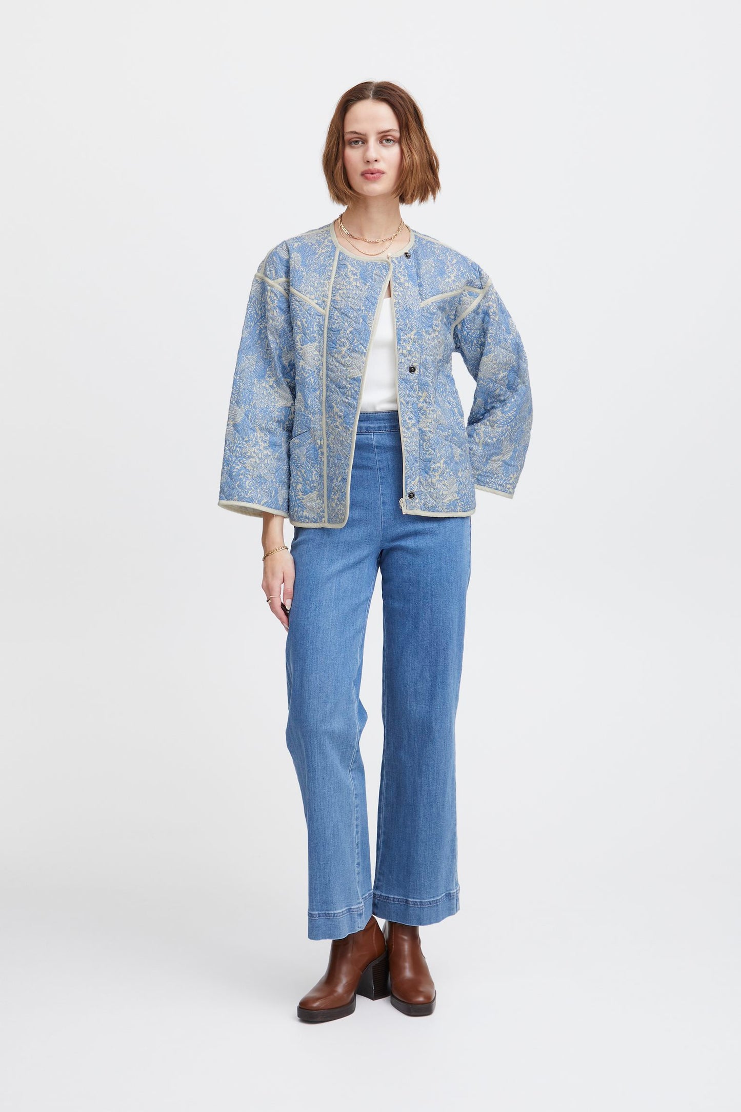 IRFLORIA Marina doodle flower quilted jacket