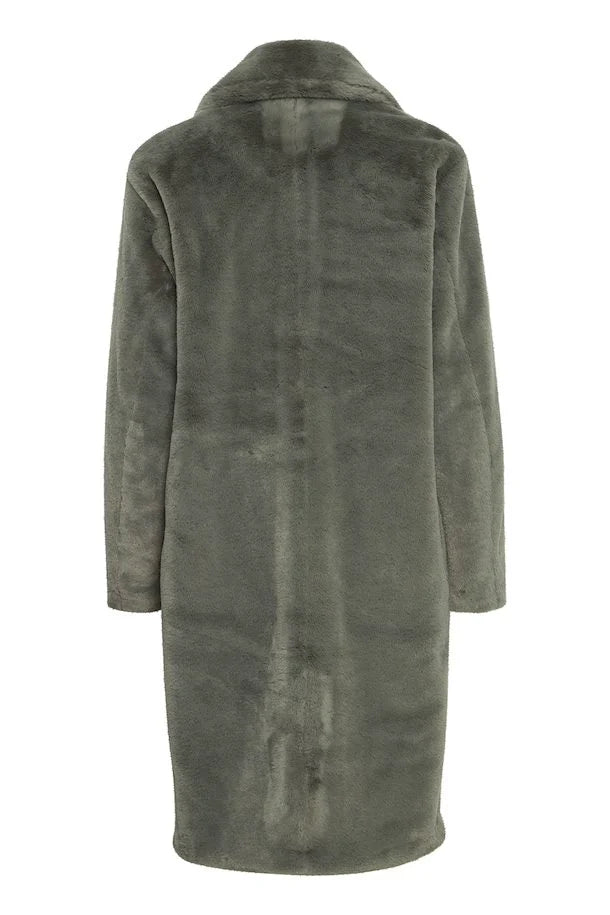 IHHAYA Outerwear mulled basil faux fur coat